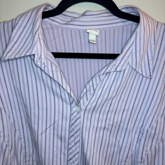 Merona Women’s Purple & White Striped Button-Down Shirt Size 26W - Picture 3 of 8